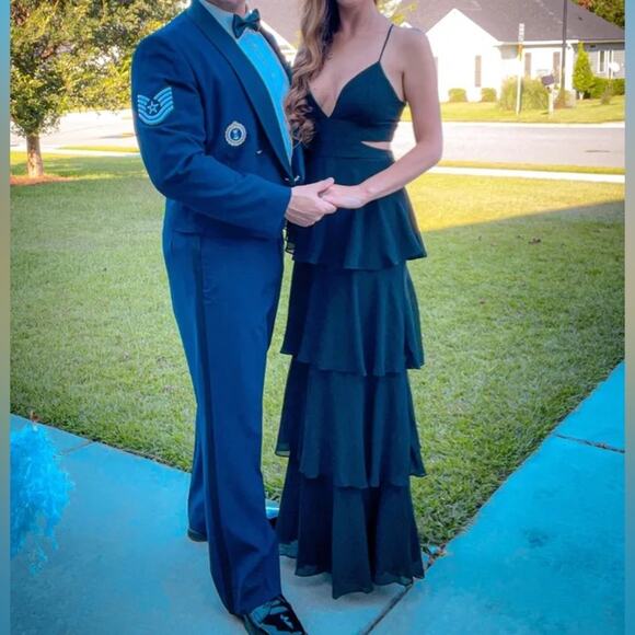 NWOT Lulus Tier and Now Black Tie-Back Tiered Maxi Dress M - Picture 9 of 12